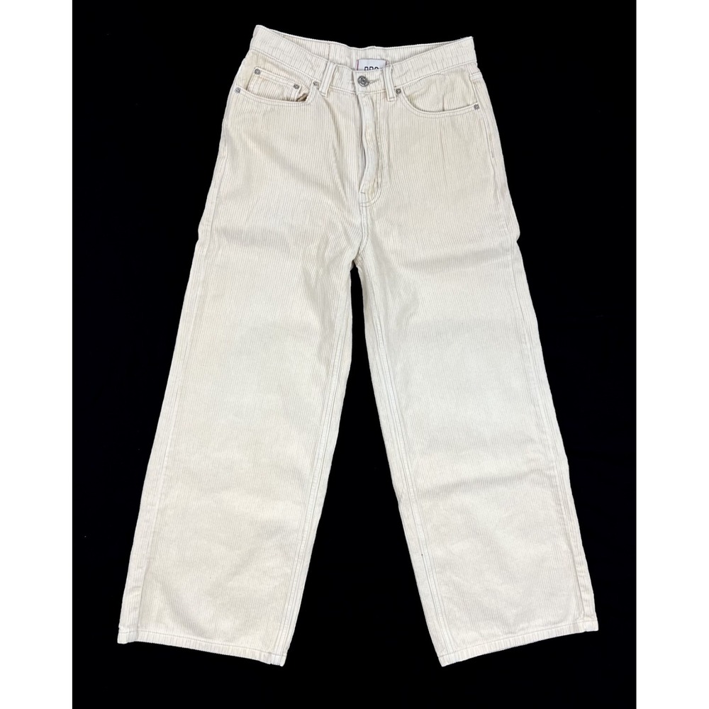 BDG Urban Outfitters Womens 27 High & Wide Corduroy Pants Cream Wide Leg Cropped